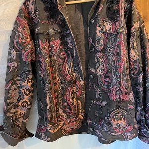 Free People Oversized Embellished Denim Jacket